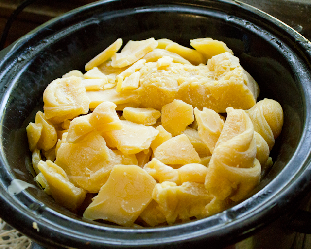 beeswax set to melt in the crock pot
