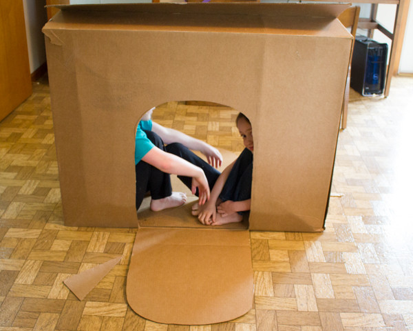 Kid-Sized Cardboard Gingerbread House