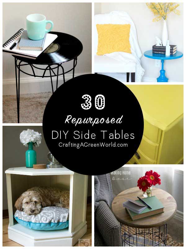 Don't buy new -- reduce, reuse, redecorate! Today we're sharing 30 repurposed DIY side table ideas to inspire you!