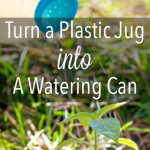 A watering can made from a plastic jug takes about one minute to complete, AND this DIY plastic jug watering can works better and holds more water than a lot of those cheap-o watering cans that look cute but cost real money.