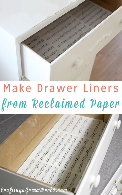 Not all DIY furniture projects require paint! Make DIY drawer liners from reclaimed paper of your choice!