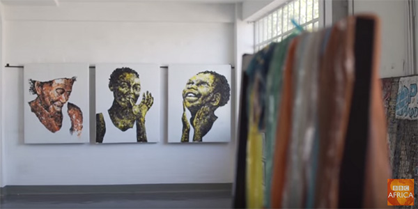 Artist Mbongeni Buthelezi uses melted plastic to create beautiful works of art.