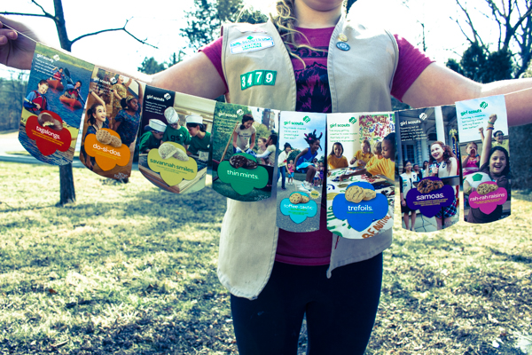 upcycled Girl Scout cookie box bunting