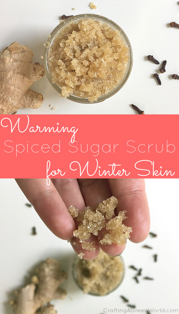 This gentle, spiced sugar scrub is perfect for warming and soothing winter skin. Make this winter sugar scrub for yourself or as a holiday gift. Or both!