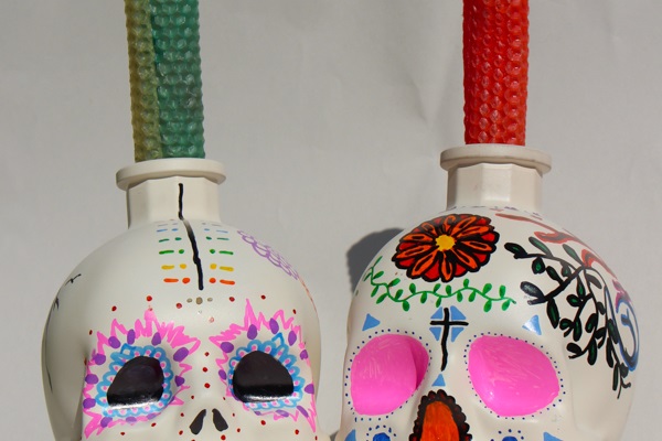 sugar skull candle holder