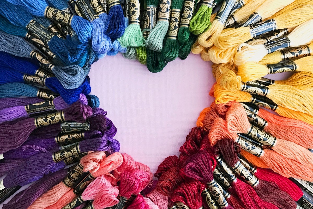 embroidery floss heart