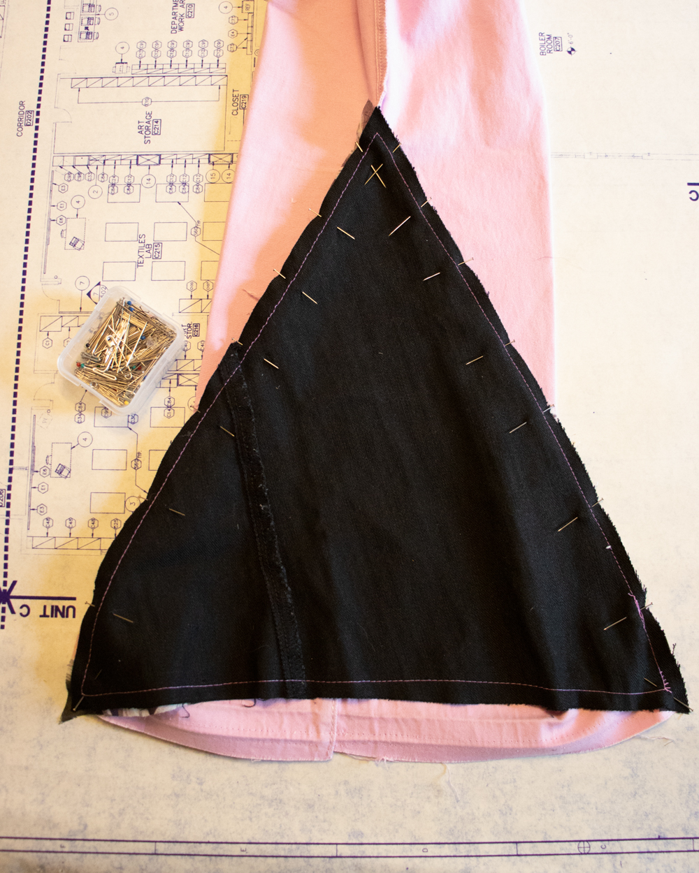 Finish sewing the triangle insert.