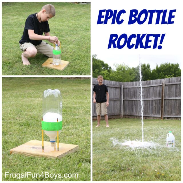 soda bottle rocket via Frugal Fun for Boys