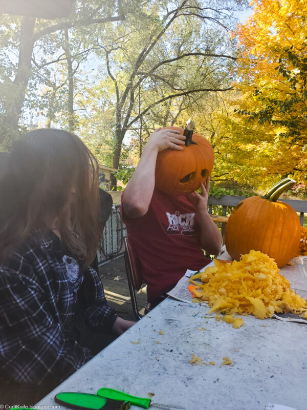 Carving a pumpkinhead