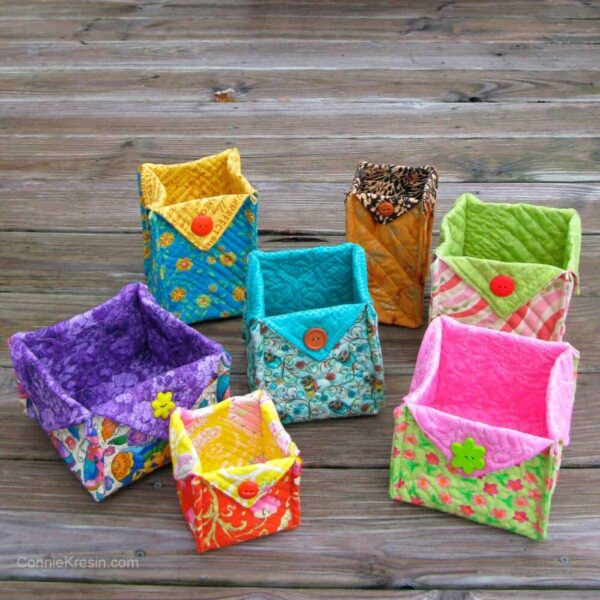 quilted fabric baskets via Freemotion by the Rive