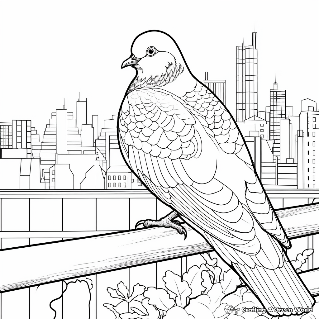 audubon pigeon coloring pages: city bird series coloring page