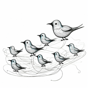 "Blue Birds in Flight" - Multiple Bird Coloring Pages 2