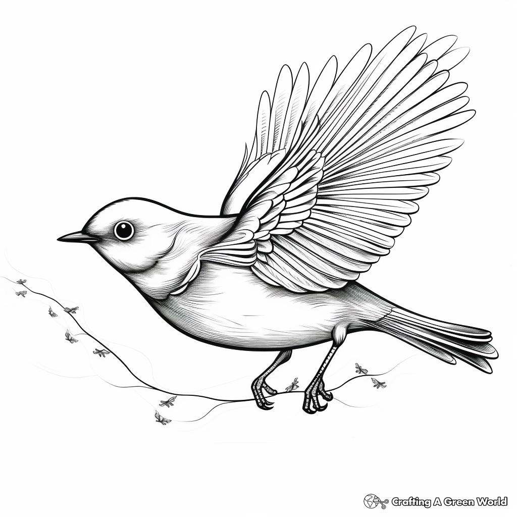 "Blue Birds in Flight" - Multiple Bird Coloring Pages 3