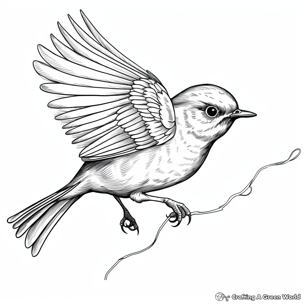 "Blue Birds in Flight" - Multiple Bird Coloring Pages 4