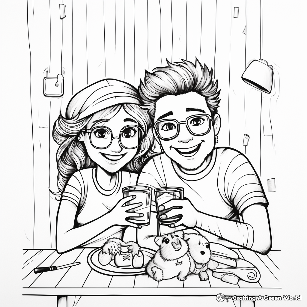 "Cheers to Another Year Together" Coloring Pages 2