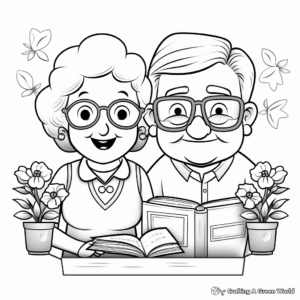 "Happy Anniversary Grandparents" Coloring Pages 1