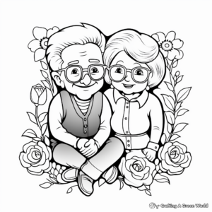 "Happy Anniversary Grandparents" Coloring Pages 2