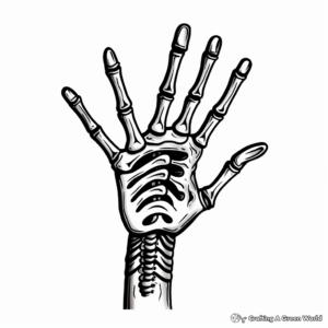 "Wishbone" Skeleton Hand Formation Coloring Pages 1