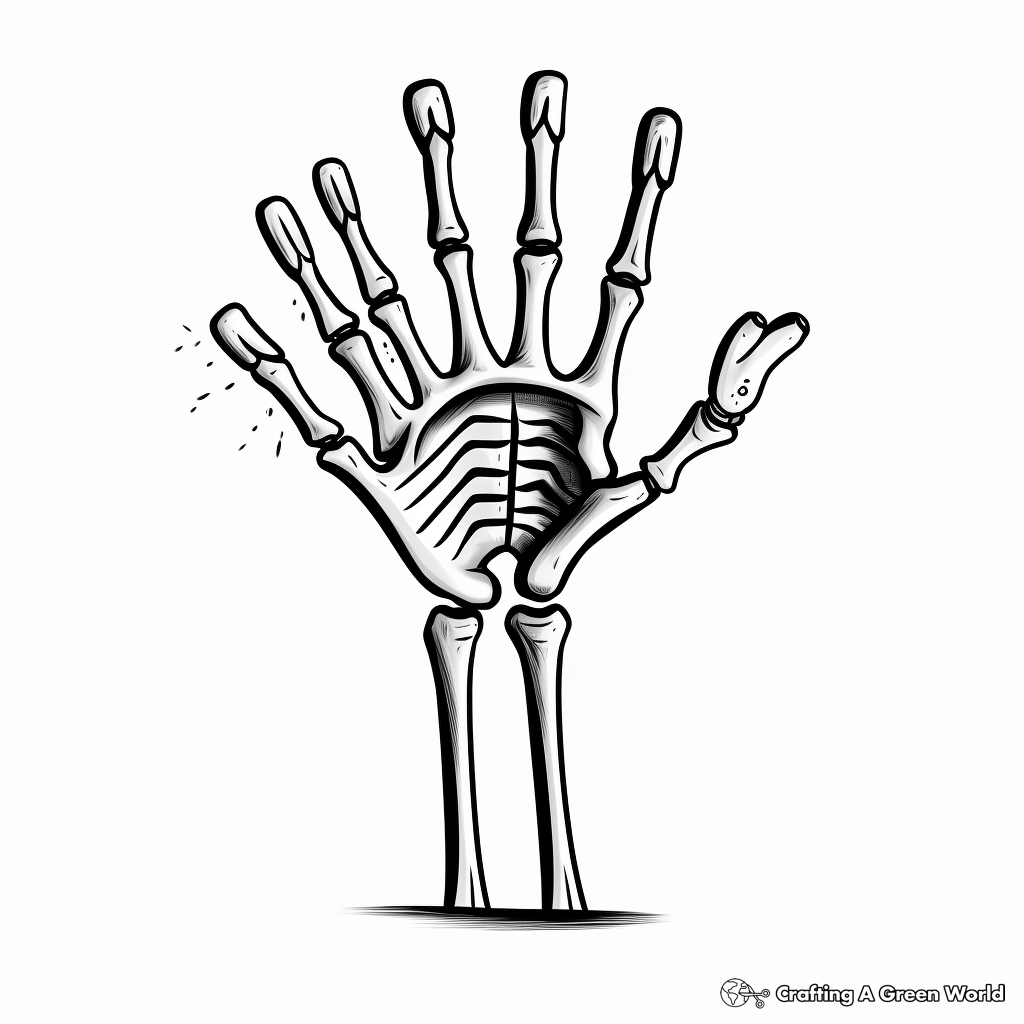 "Wishbone" Skeleton Hand Formation Coloring Pages 2