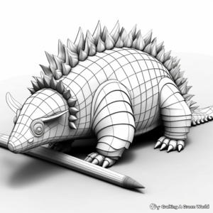 3D Ankylosaurus Coloring Pages for Depth Perception 1
