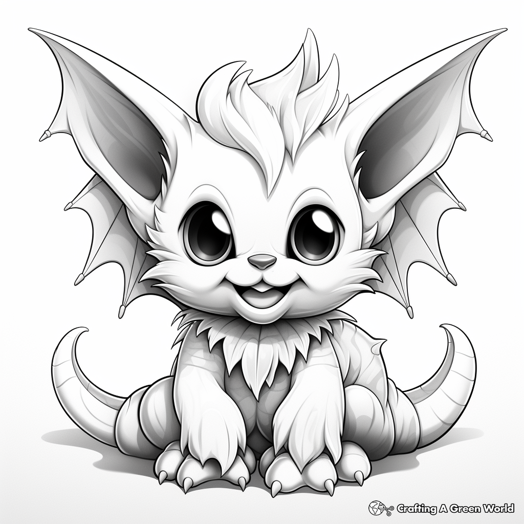 3D Baby Bat Coloring Pages for Advanced Artists 3