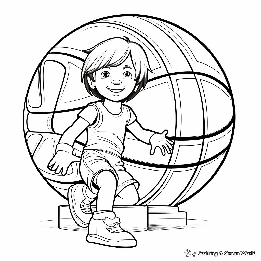 3D Basketball Design Coloring Pages 1
