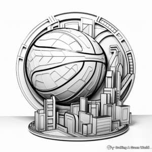3D Basketball Design Coloring Pages 4