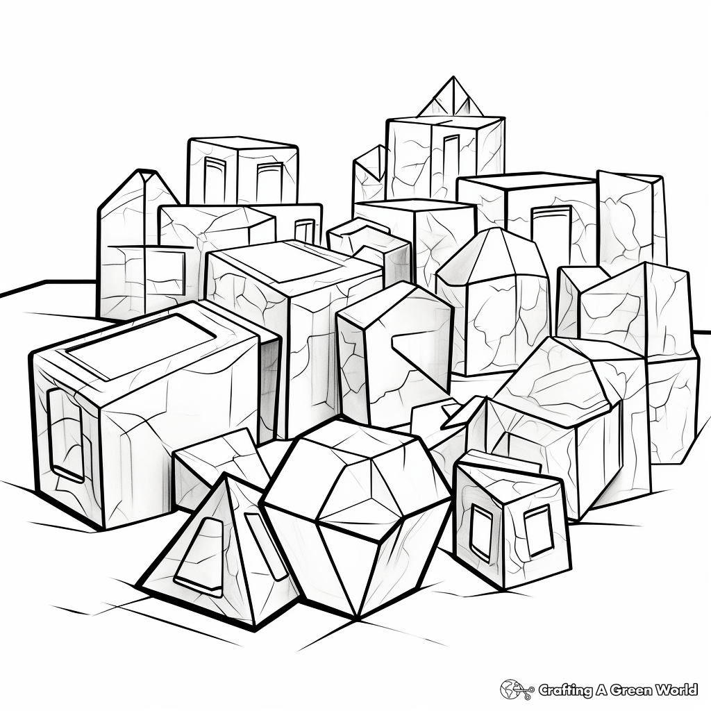 3D Block Trapezoid Art Coloring Pages 1