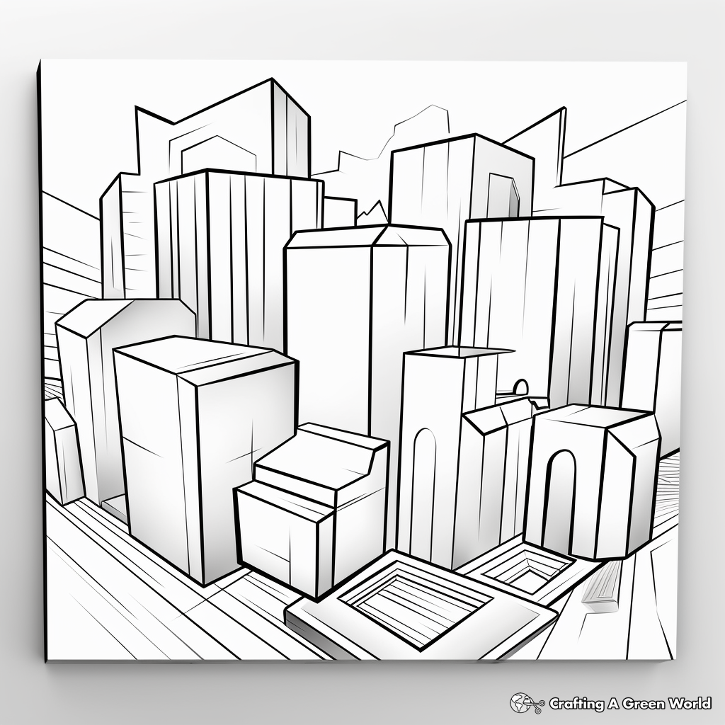 3D Block Trapezoid Art Coloring Pages 2