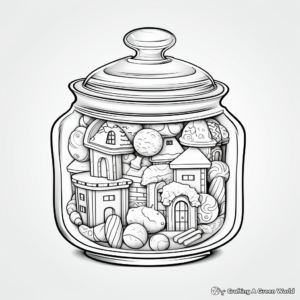3D Candy Jar Coloring Pages for Advanced Artists 2