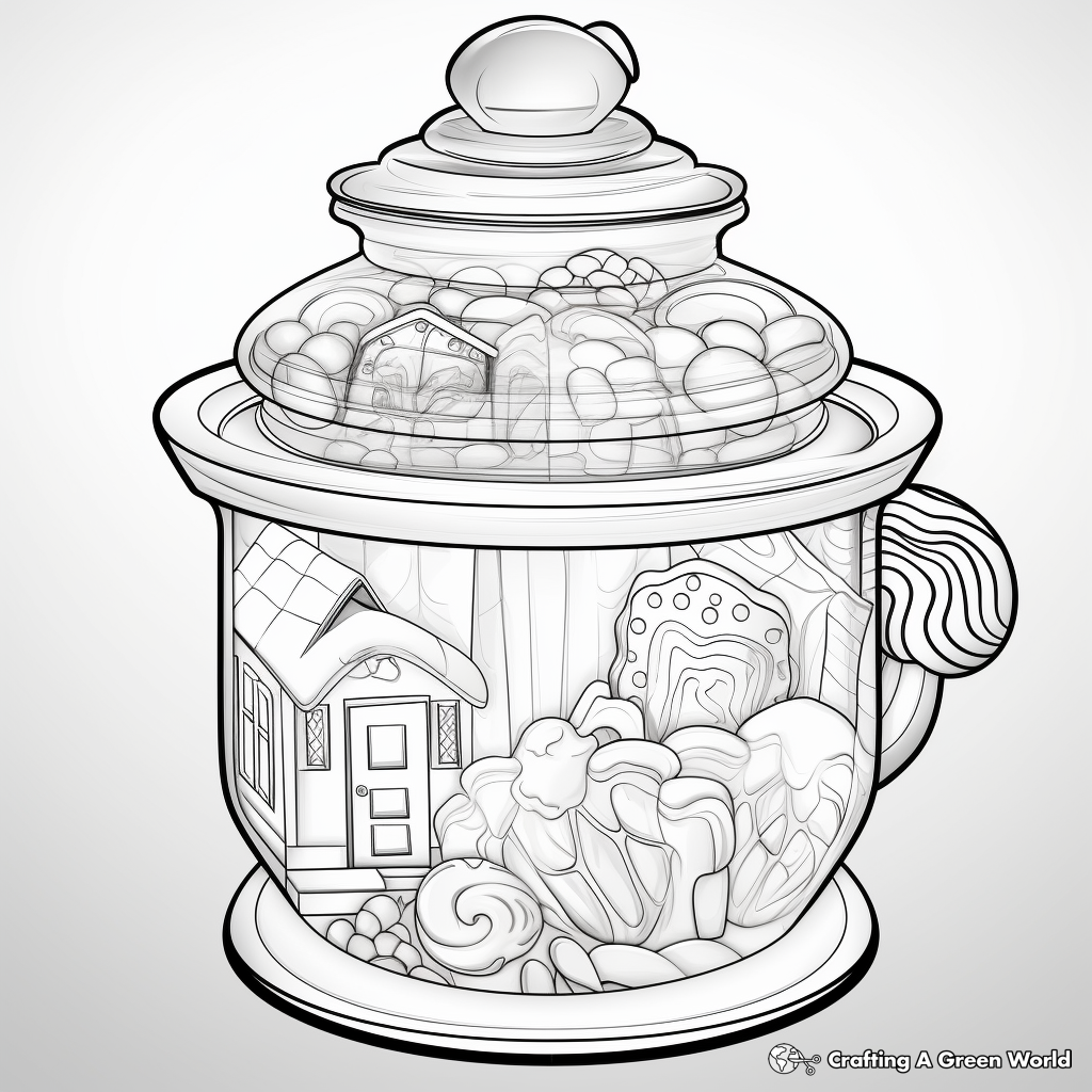 3D Candy Jar Coloring Pages for Advanced Artists 3