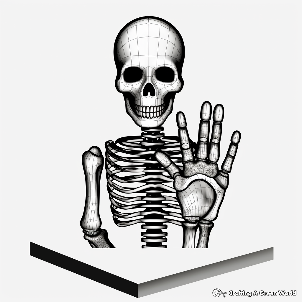 3D Illusion Skeleton Hand Coloring Pages 1