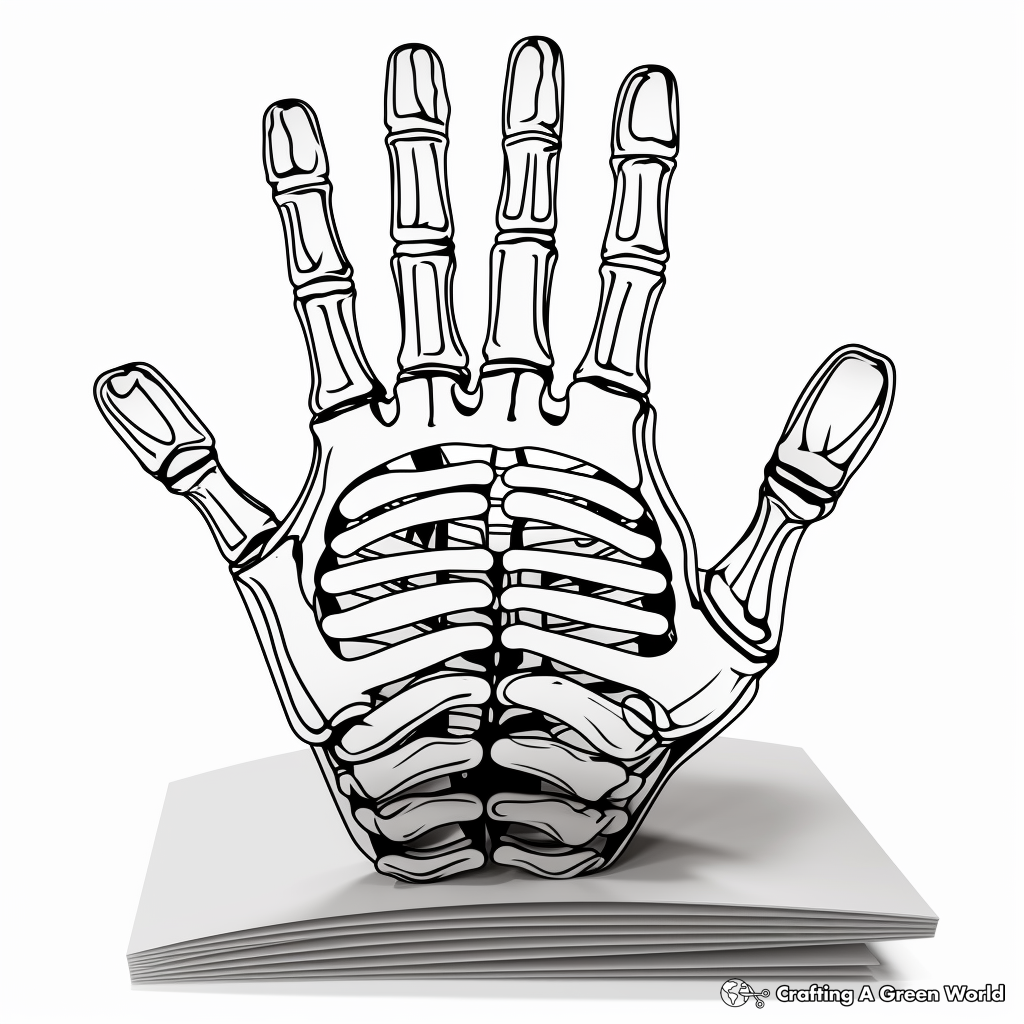 3D Illusion Skeleton Hand Coloring Pages 3