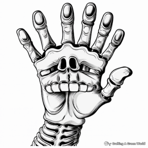 3D Illusion Skeleton Hand Coloring Pages 4