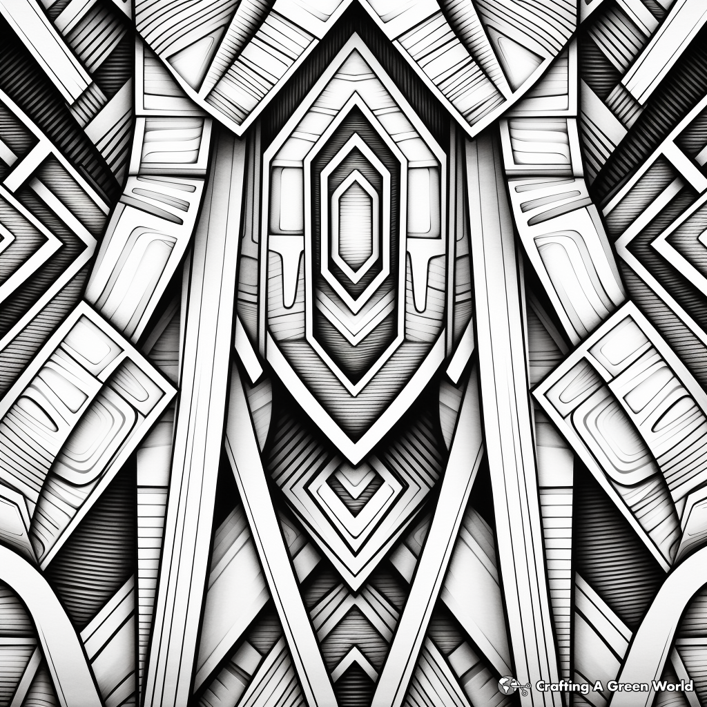 3D Kaleidoscope Patterns Coloring Pages 2