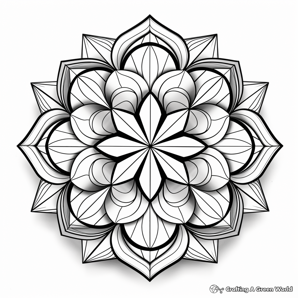 3D Kaleidoscope Patterns Coloring Pages 3