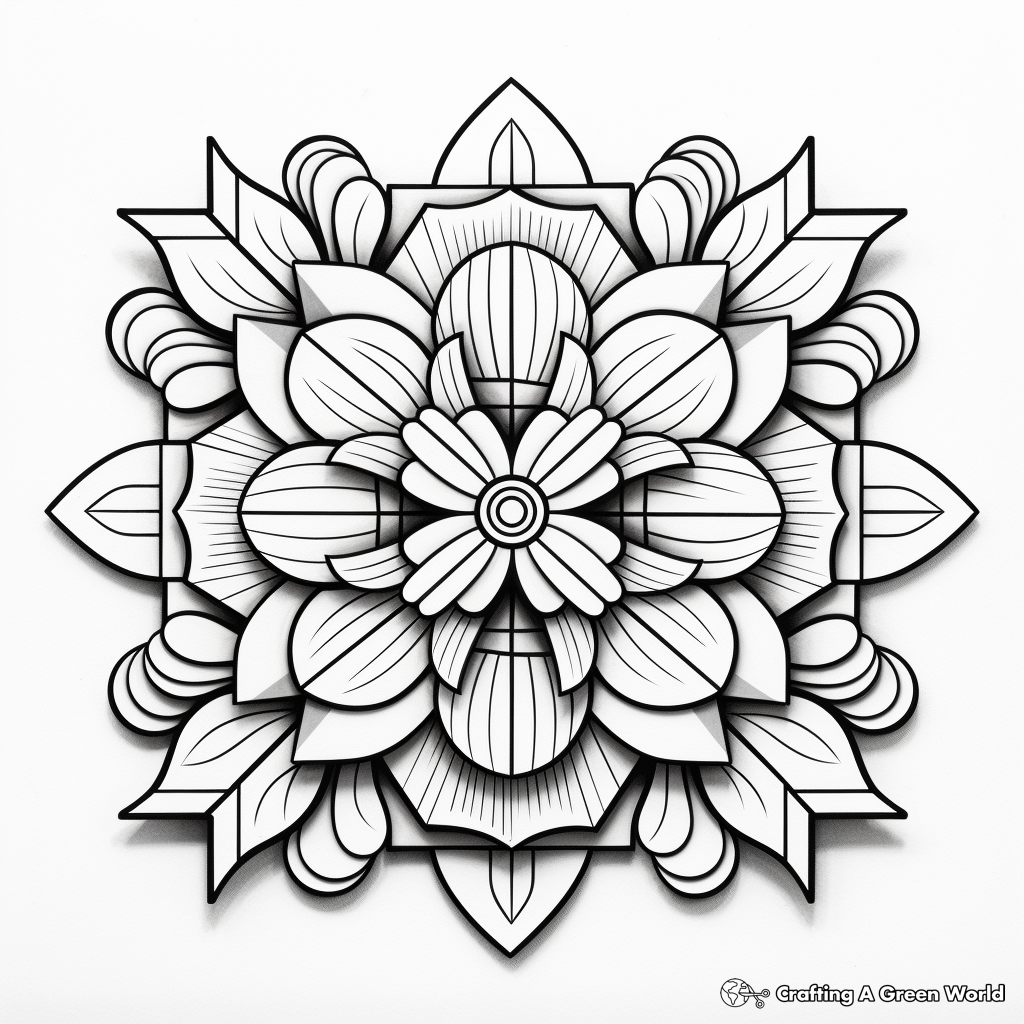 3D Kaleidoscope Patterns Coloring Pages 4