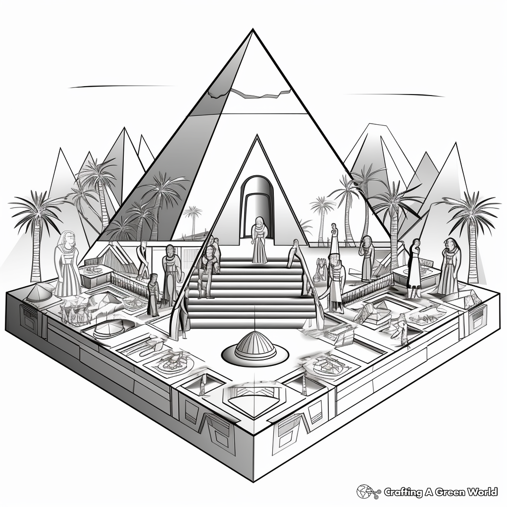 3D Pyramid Scheme: Egyptian Infused Coloring Pages 2