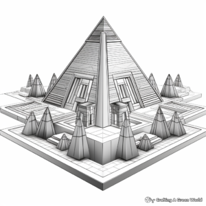 3D Pyramid Scheme: Egyptian Infused Coloring Pages 4