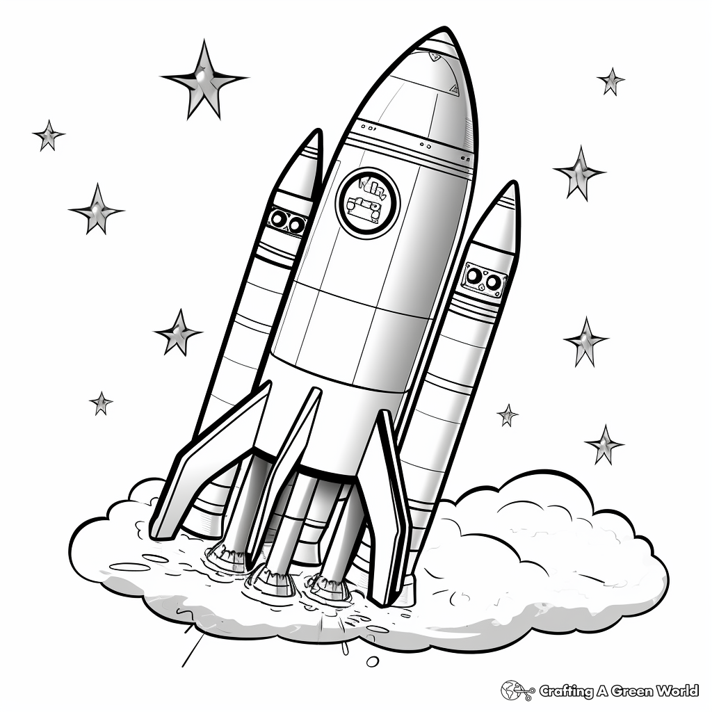 3D Rocket Coloring Pages for Advanced Artists 2