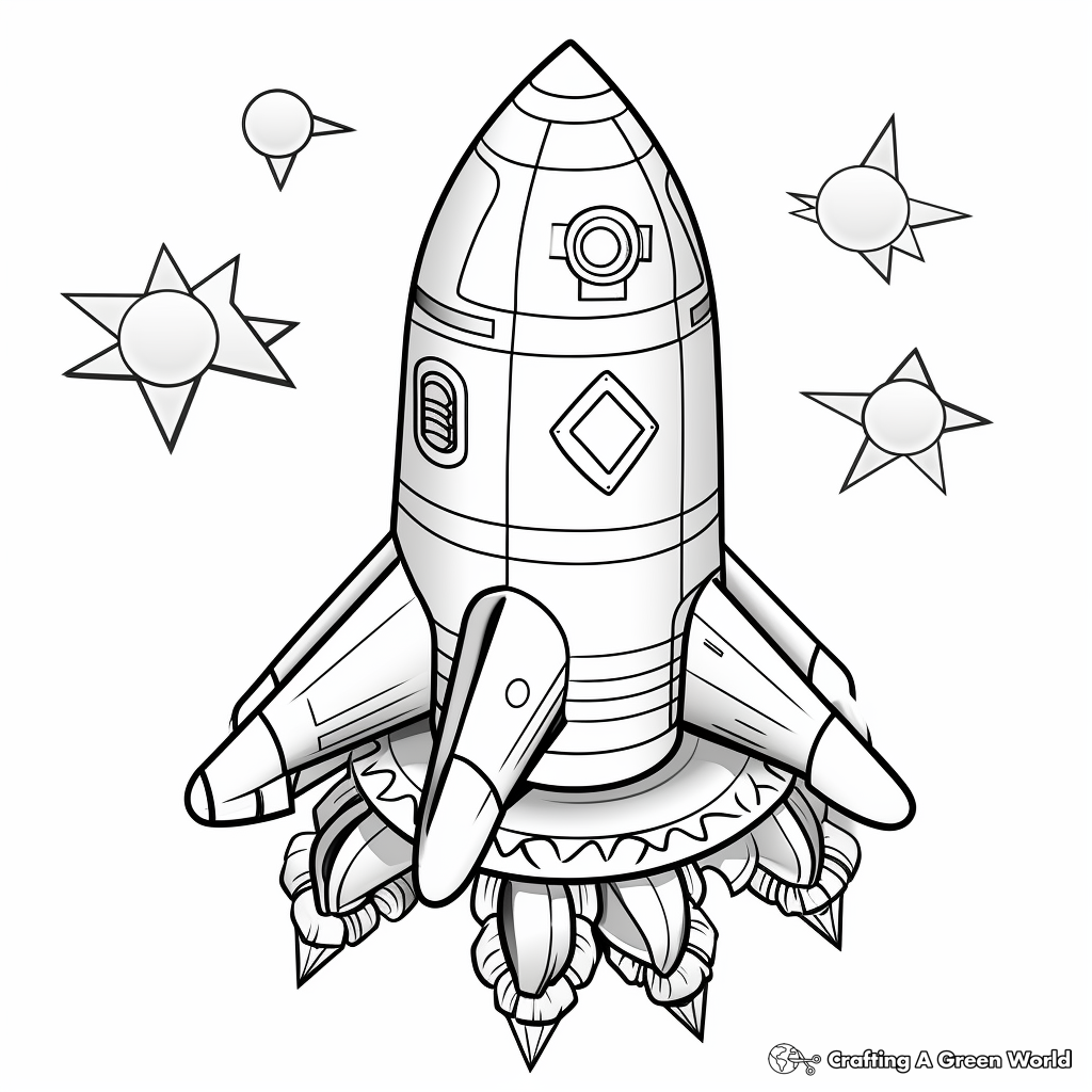 3D Rocket Coloring Pages for Advanced Artists 4