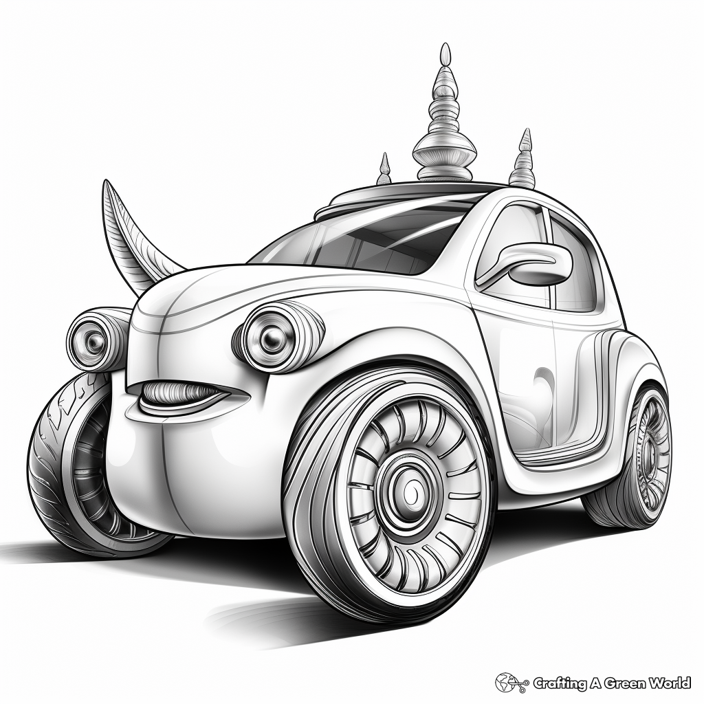 3D Unicorn Car Coloring Pages for Older Kids 3