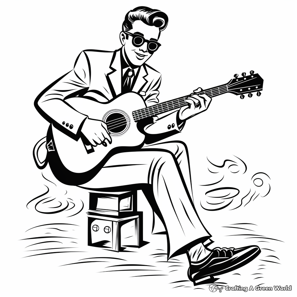 50's Rockabilly Music Coloring Pages 1