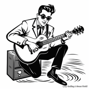 50's Rockabilly Music Coloring Pages 3