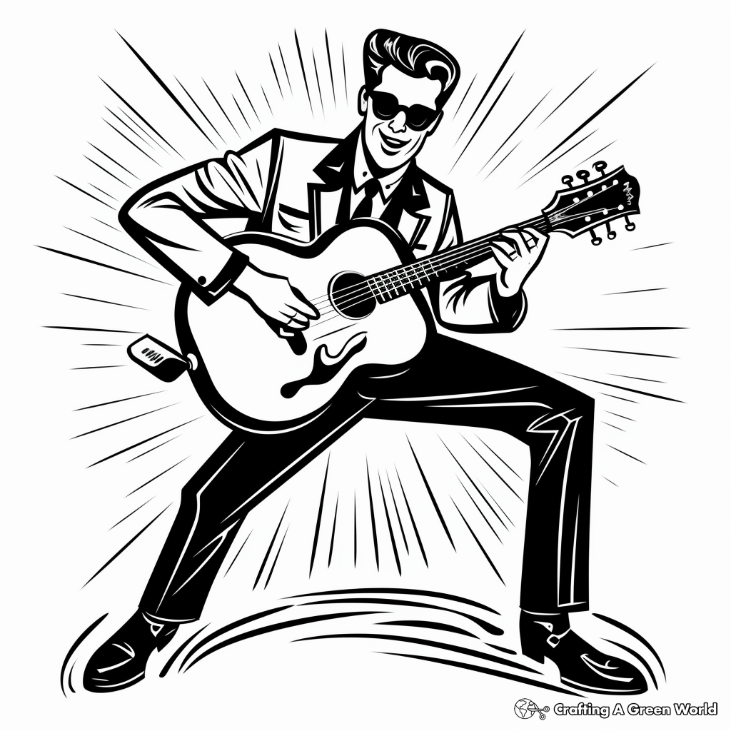 50's Rockabilly Music Coloring Pages 4