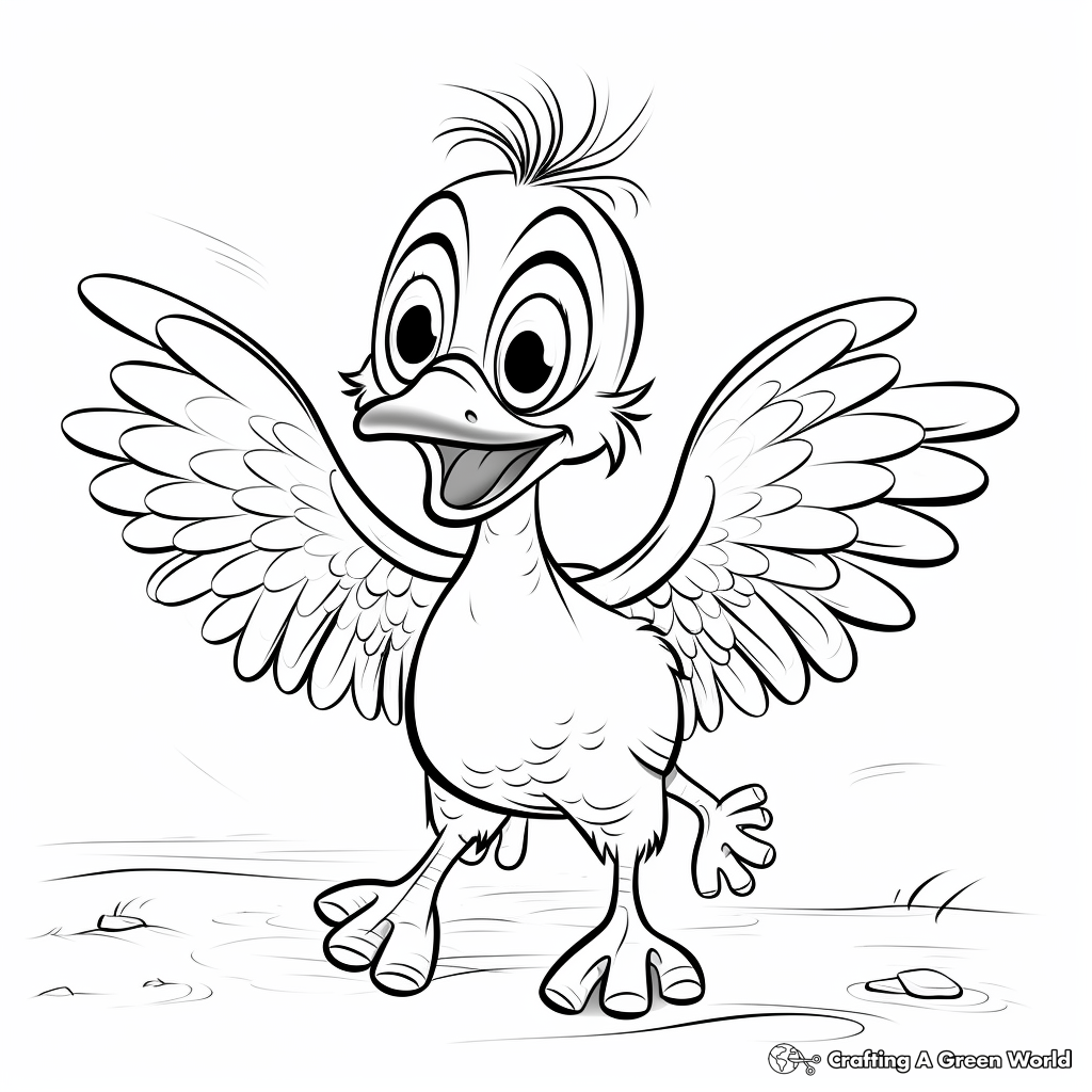 A Baby Turkey Learning to Fly Coloring Page 1