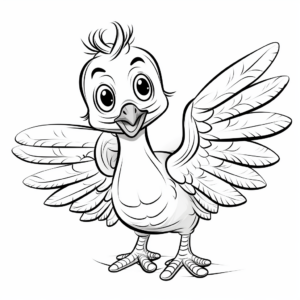 A Baby Turkey Learning to Fly Coloring Page 2