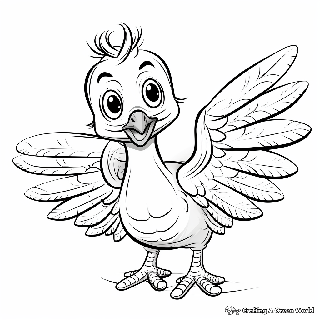 A Baby Turkey Learning to Fly Coloring Page 2