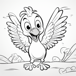 A Baby Turkey Learning to Fly Coloring Page 3