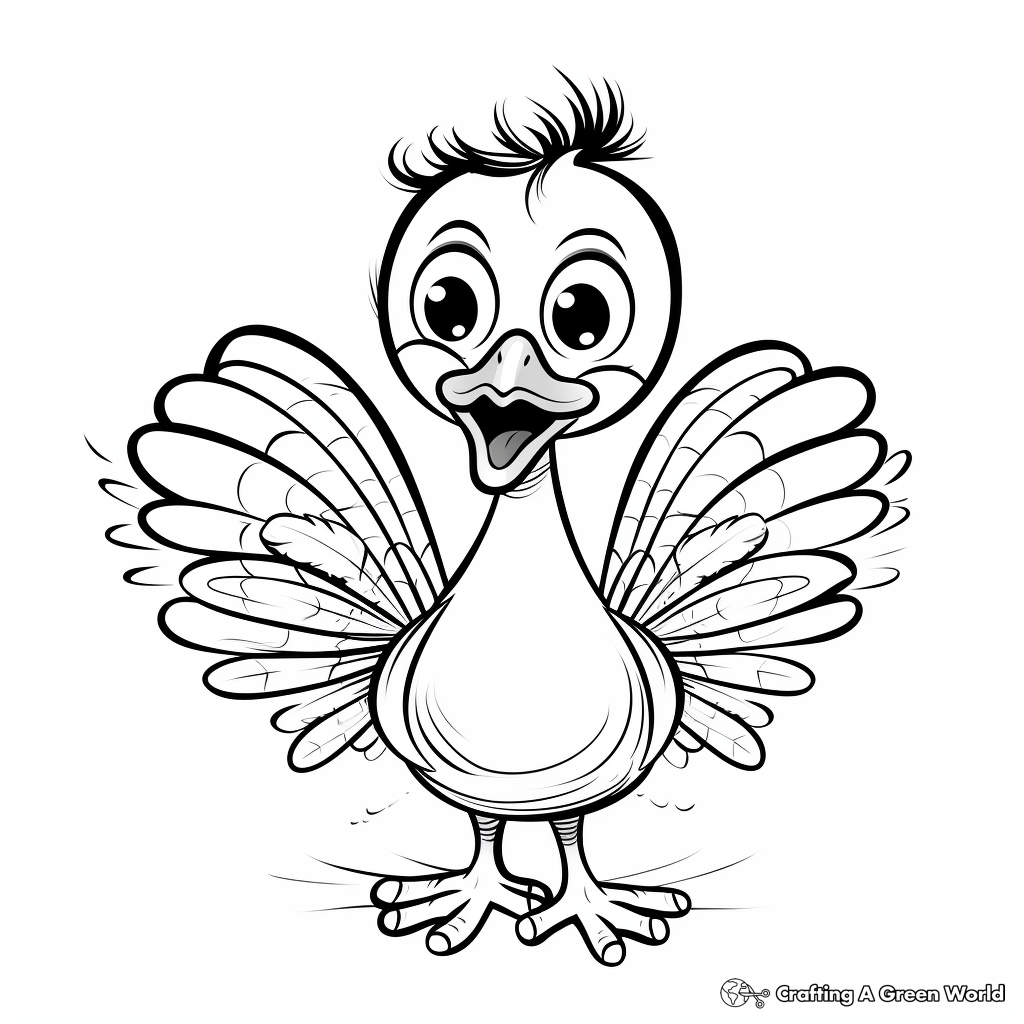 A Baby Turkey Learning to Fly Coloring Page 4